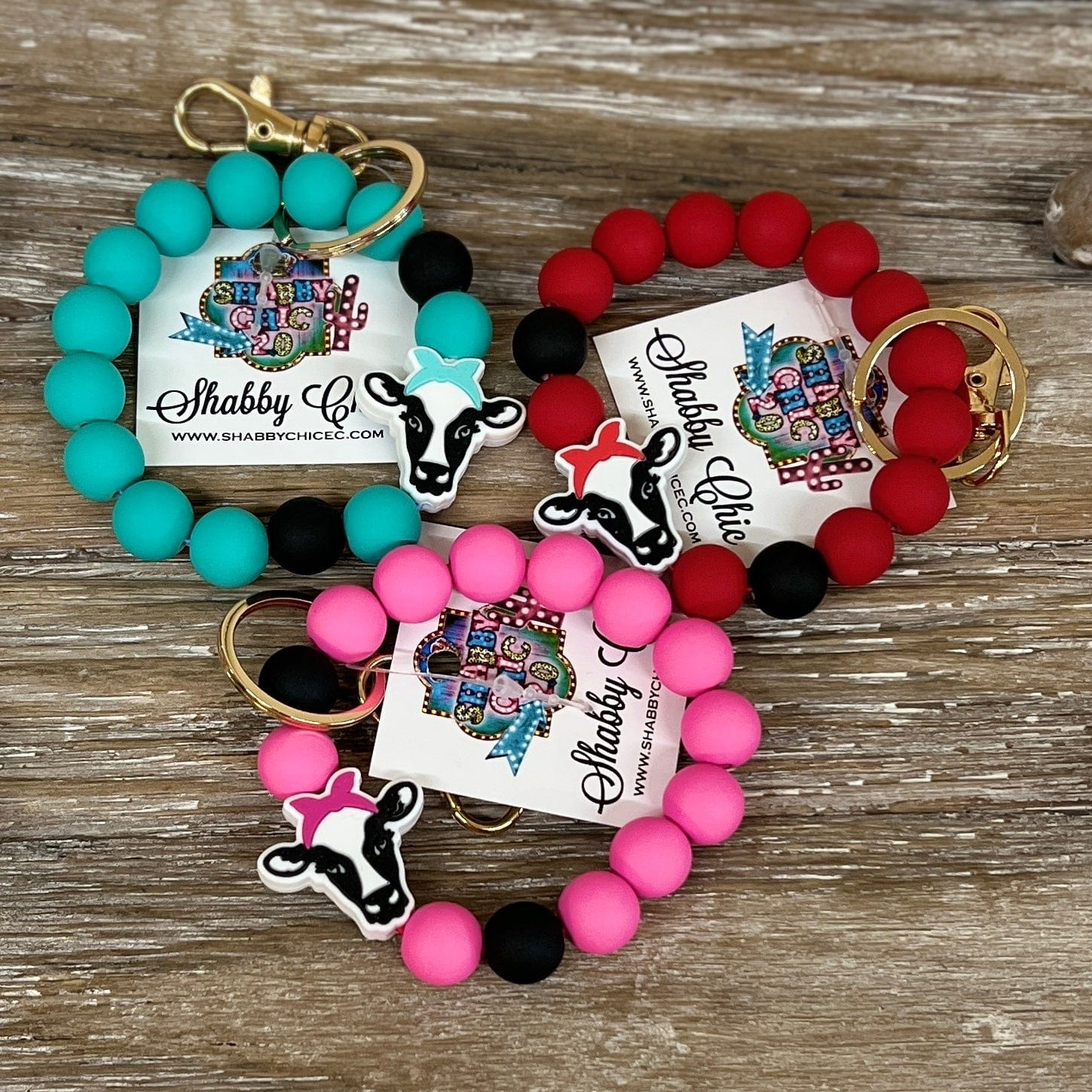 Beaded Keyrings Cow/Bandana Shabby Chic Boutique and Tanning Salon