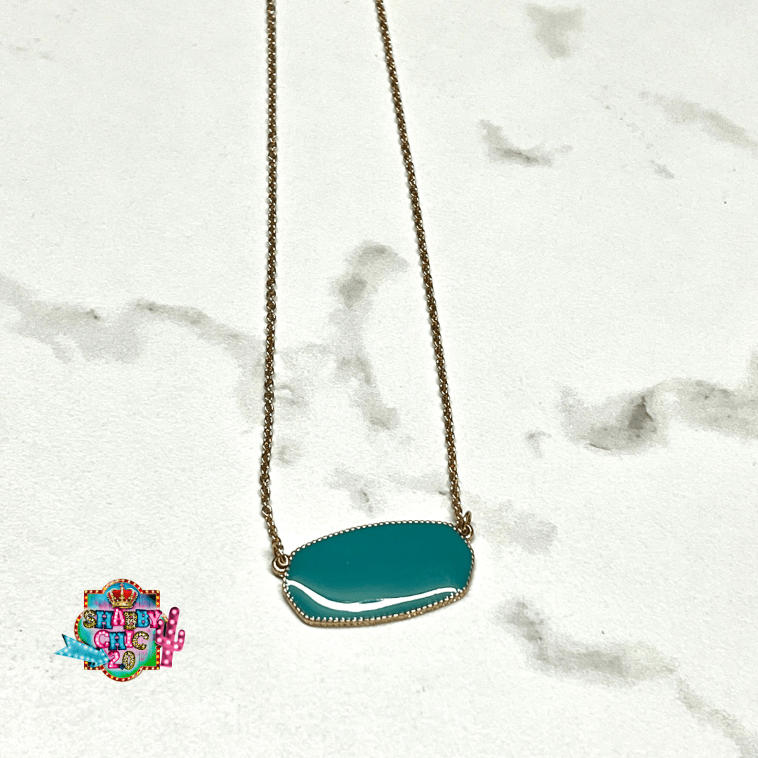 Colorful Enamel Necklace Shabby Chic Boutique and Tanning Salon Turquoise