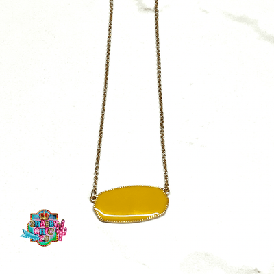 Colorful Enamel Necklace Shabby Chic Boutique and Tanning Salon Yellow