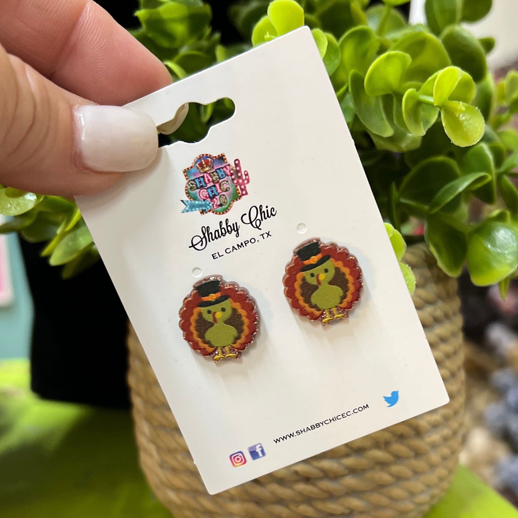 Cute Turkey Stud Earrings – Shabby Chic Boutique and Tanning Salon