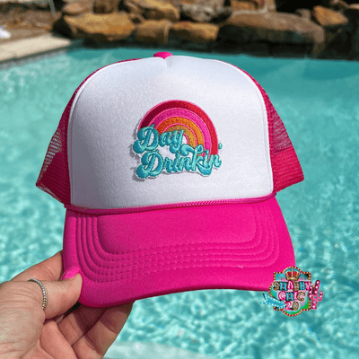 Day Drinkin Cap - White/Pink Shabby Chic Boutique and Tanning Salon