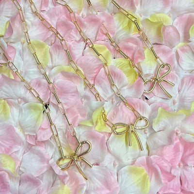 Gold Bow Necklace Shabby Chic Boutique and Tanning Salon