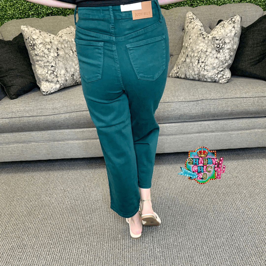 Judy Control Tummy Control High Waist Crop Jean - Teal Shabby Chic Boutique and Tanning Salon