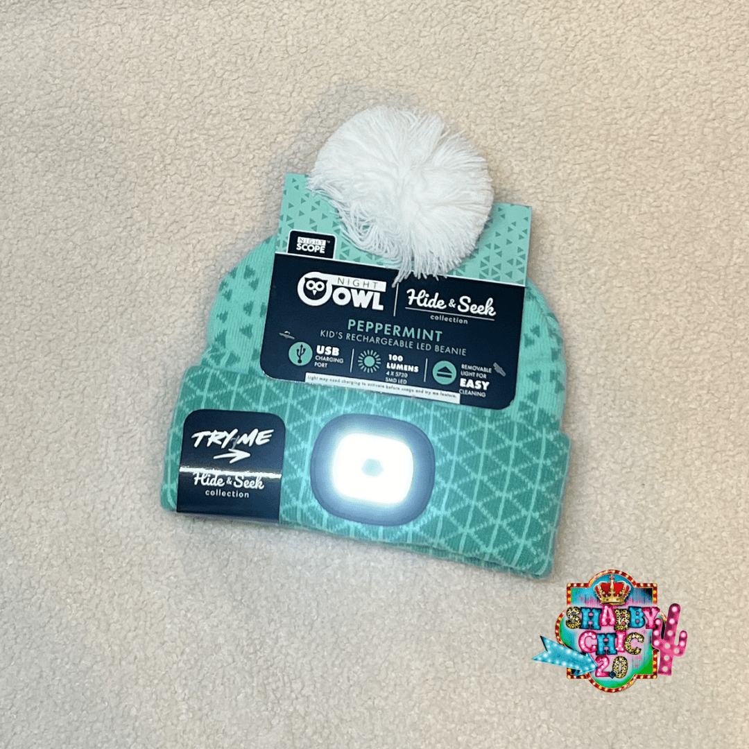 Kid's Night Scope Rechargeable LED Beanie Shabby Chic Boutique and Tanning Salon Peppermint