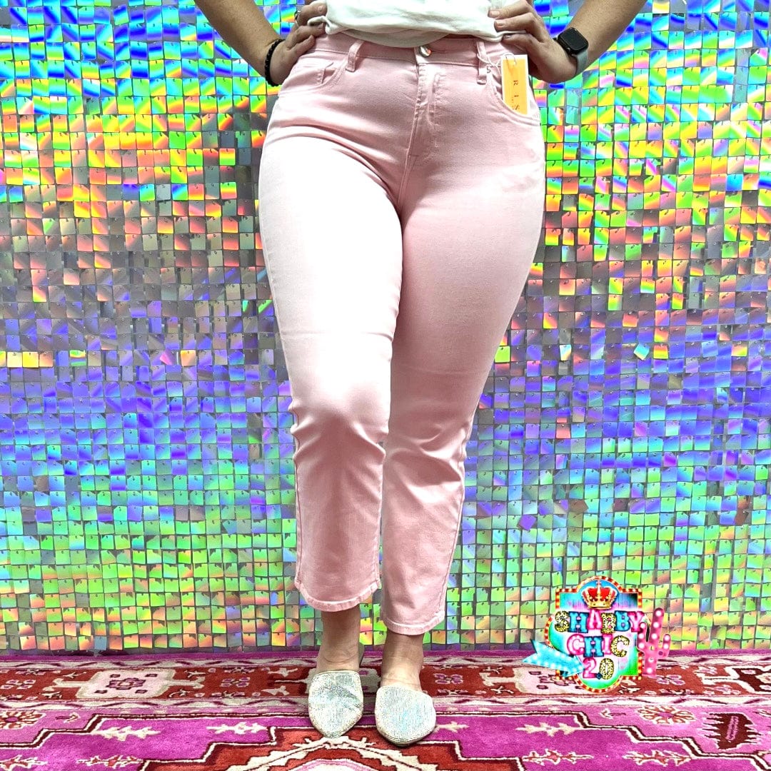 Soft Pink Wide Leg Jeans