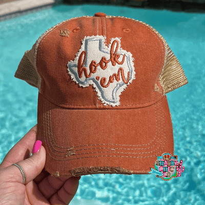 Texas Cap - Distressed Orange Shabby Chic Boutique and Tanning Salon