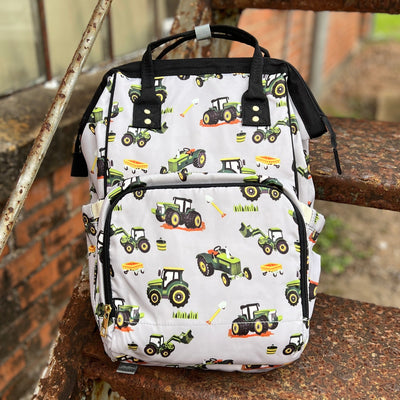 Tractor Diaper Bag Backpack Shabby Chic Boutique and Tanning Salon