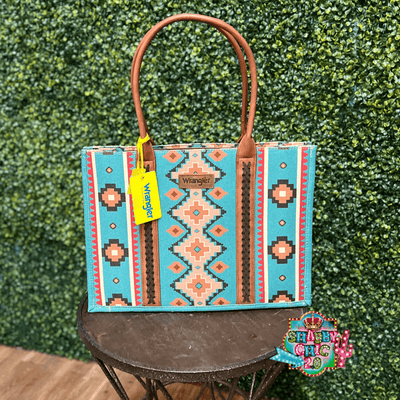 Turquoise Aztec Wrangler Tote Shabby Chic Boutique and Tanning Salon
