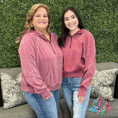 Your Favorite Pullover Hoodie - Burgandy Shabby Chic Boutique and Tanning Salon