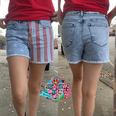 High Waist Stars/Stripes Judy Blue Shorts Shabby Chic Boutique and Tanning Salon