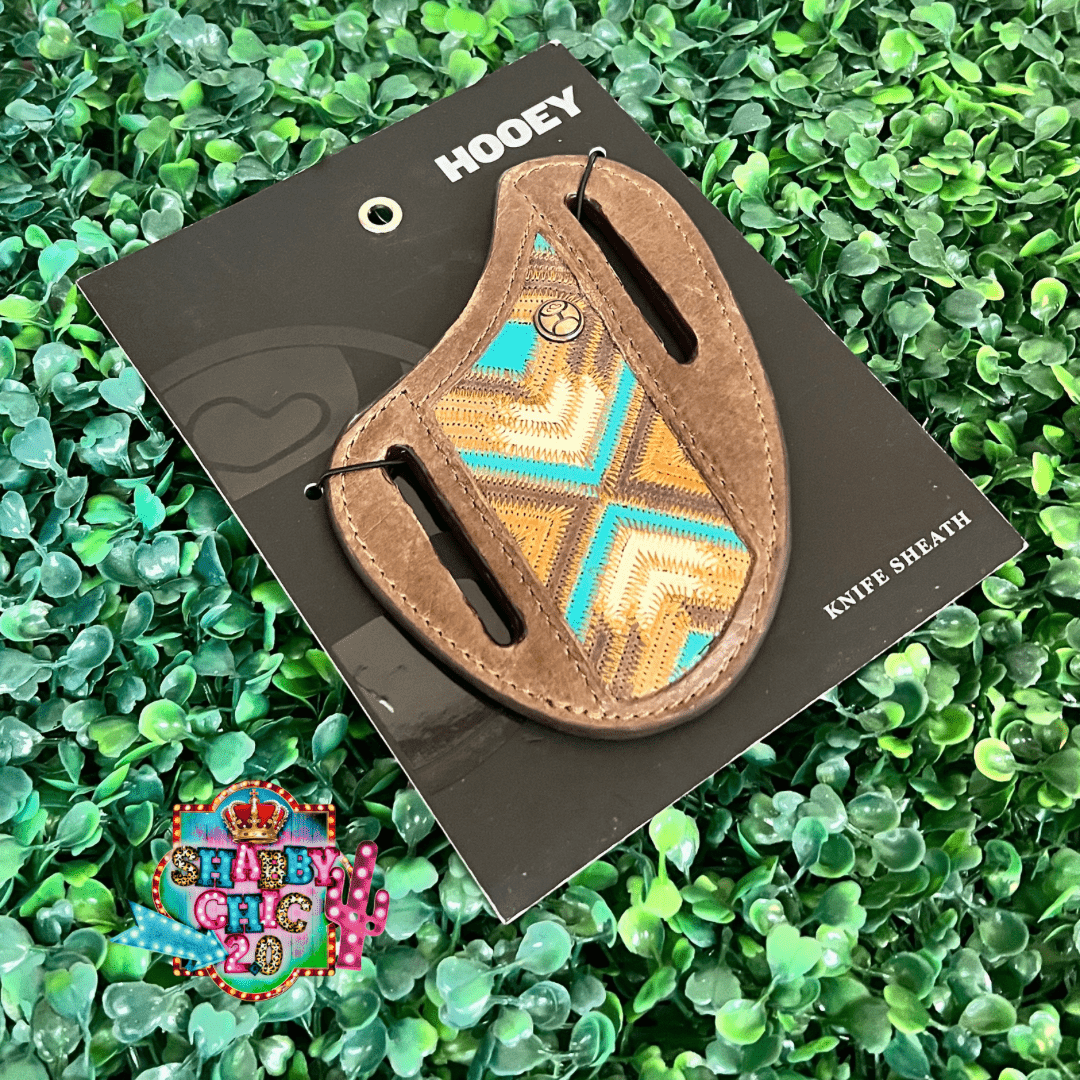 Hooey Brown with Turquoise and Ivory Aztec Pancake Knife Sheath