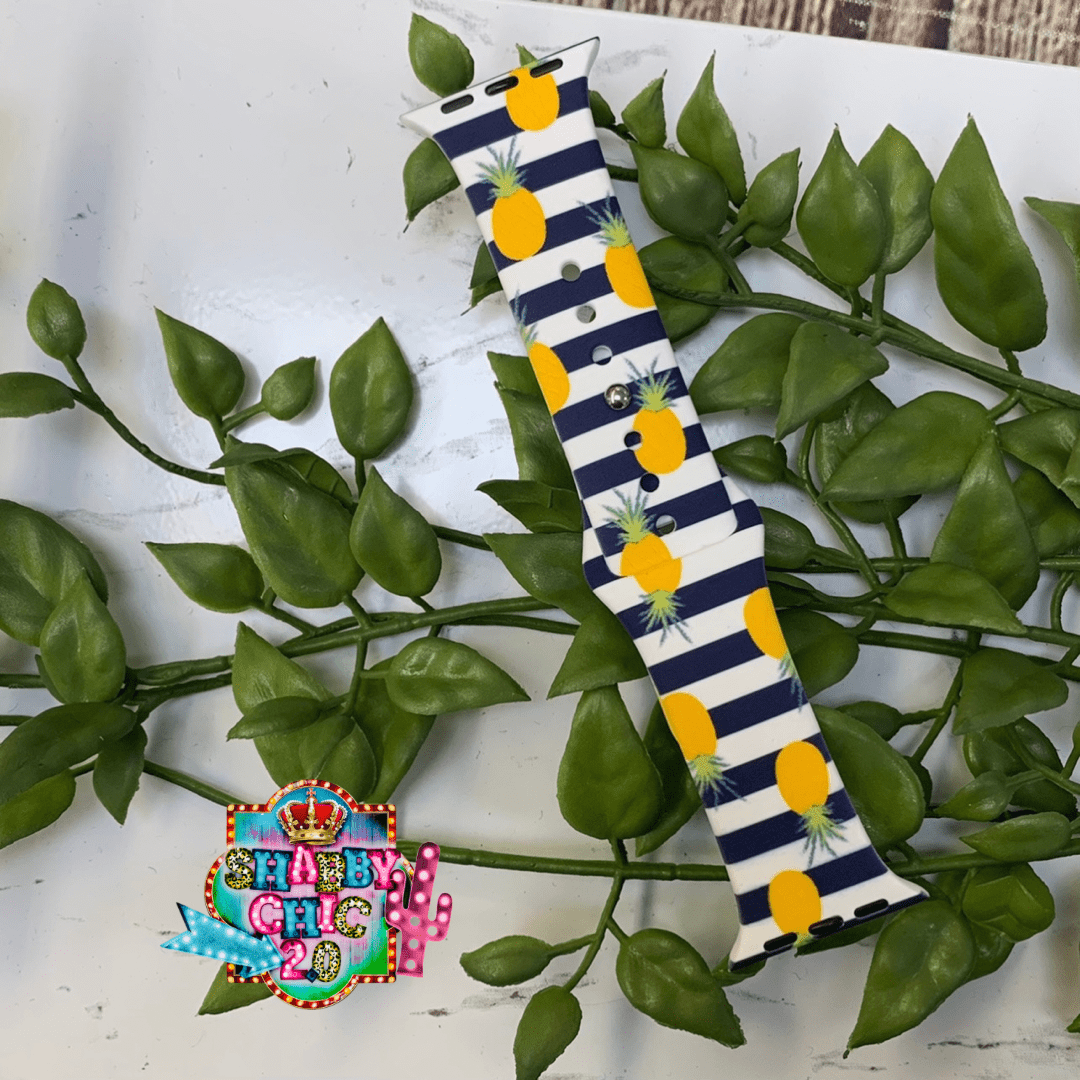 Pineapples and Stripes Watchbands Shabby Chic Boutique and Tanning Salon