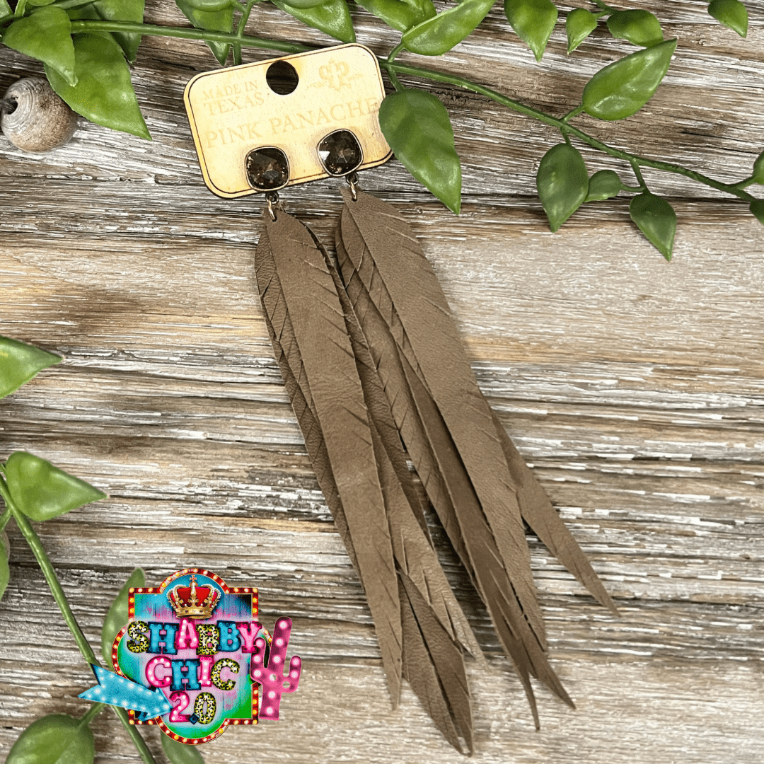 Pink Panache Leather Feather Style Earrings – Shabby Chic Boutique