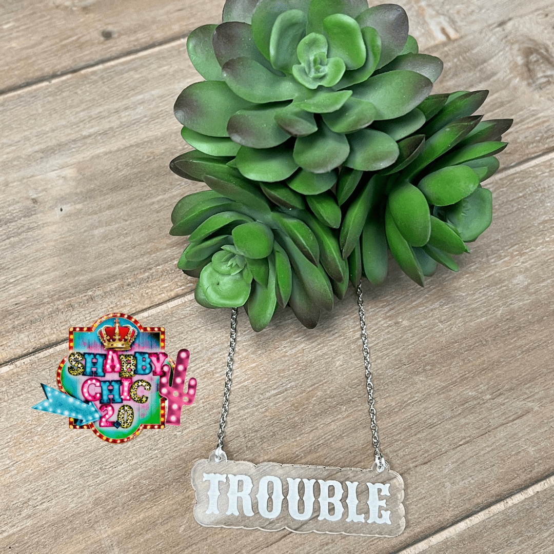 Word Necklaces Shabby Chic Boutique and Tanning Salon Trouble