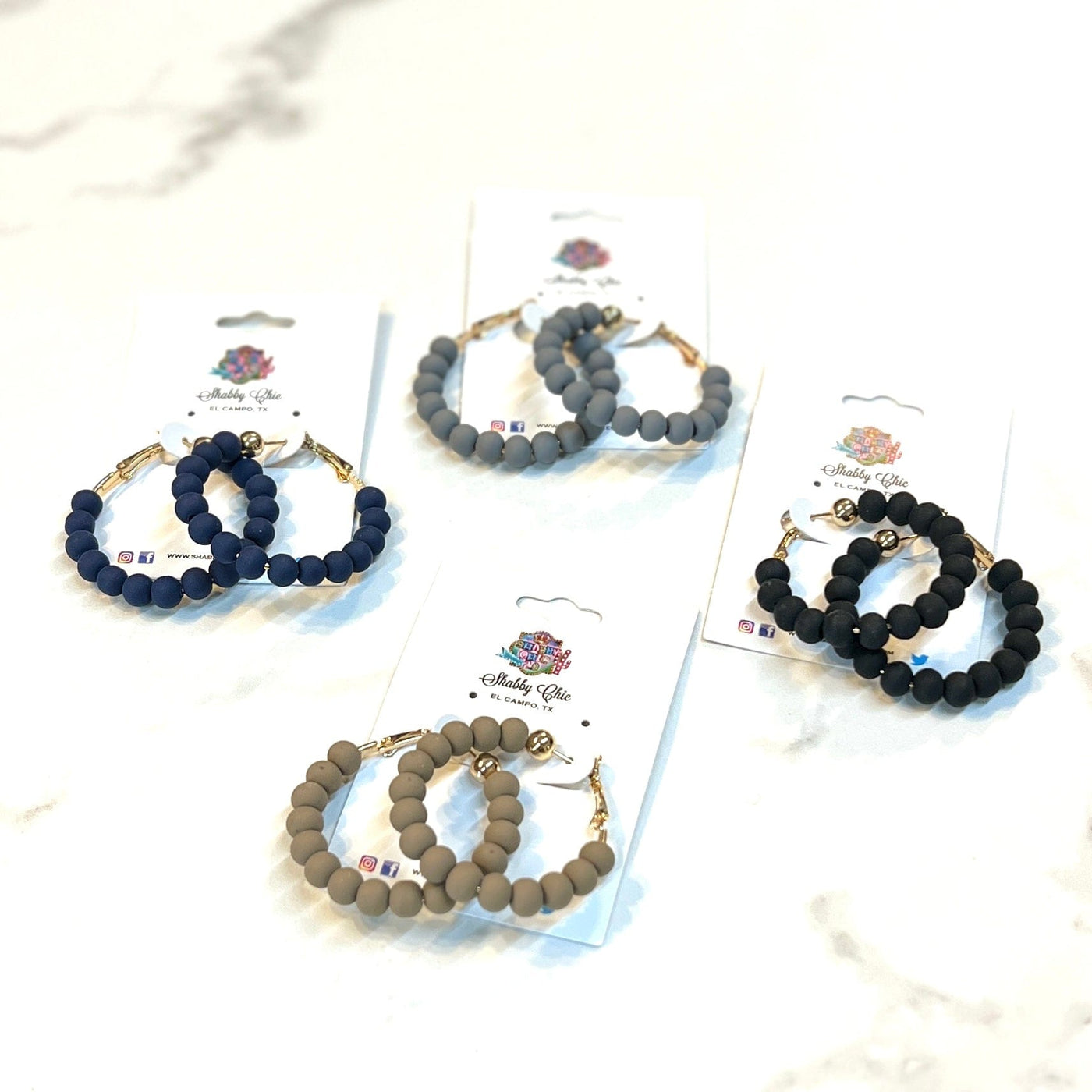 1.75inch Beaded Clay Hoop Earrings Shabby Chic Boutique and Tanning Salon