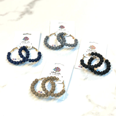 1.75inch Beaded Clay Hoop Earrings Shabby Chic Boutique and Tanning Salon