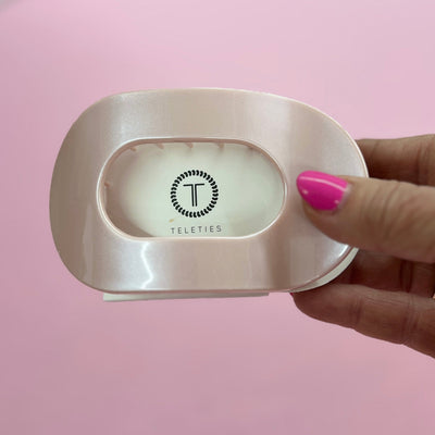 2025 Spring Teleties Shabby Chic Boutique and Tanning Salon Large Flat Round - Pearly Pink