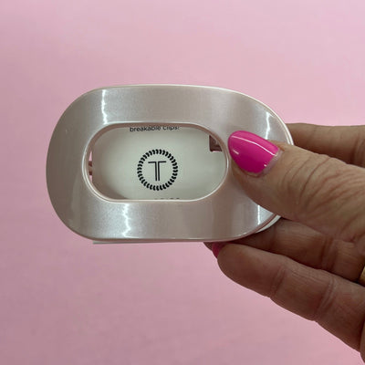 2025 Spring Teleties Shabby Chic Boutique and Tanning Salon Small Flat Round - Pearly Pink