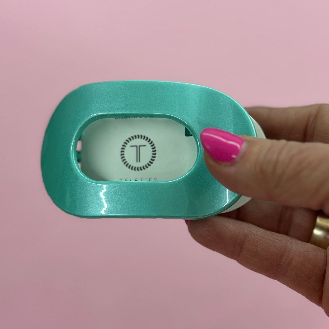 2025 Spring Teleties Shabby Chic Boutique and Tanning Salon Small Flat Round  - Totally Turquoise