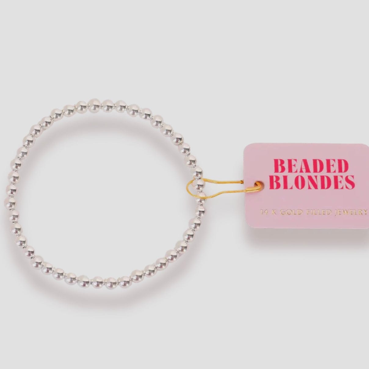 4mm Silver Beaded Bracelet: Standard 6.75 inch Beaded Blondes