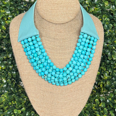 8 Strand Faux Turquoise Necklace Shabby Chic Boutique and Tanning Salon