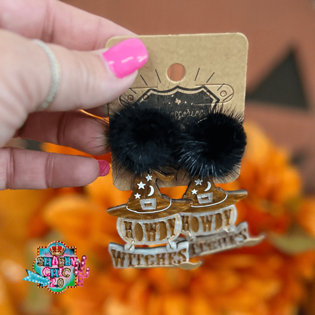 806 Howdy Witches Earrings - Brown Shabby Chic Boutique and Tanning Salon