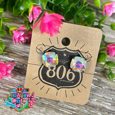 806 Iridescent Stone Stud Earrings - Black Shabby Chic Boutique and Tanning Salon
