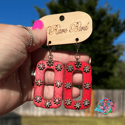 A Rare Bird - Red Rectangle Earrings Shabby Chic Boutique and Tanning Salon