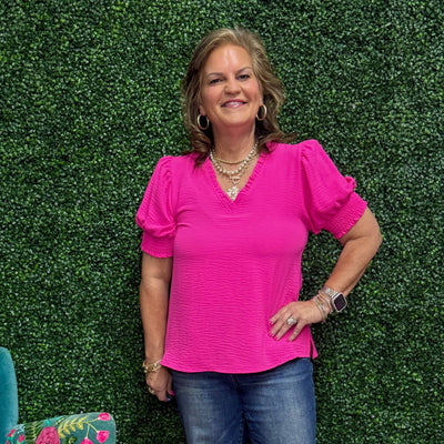 All Roads Lead to Fun Top - Hot Pink Shabby Chic Boutique and Tanning Salon