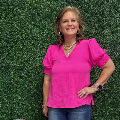 All Roads Lead to Fun Top - Hot Pink Shabby Chic Boutique and Tanning Salon