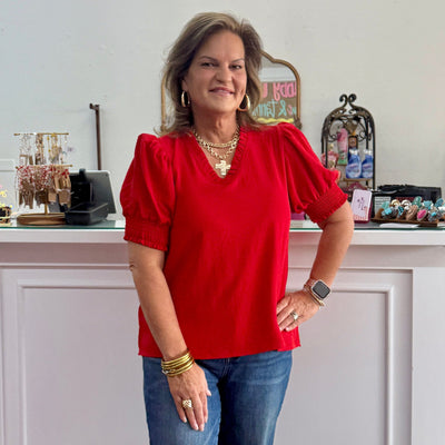 All Roads Lead to Fun Top - Red Shabby Chic Boutique and Tanning Salon