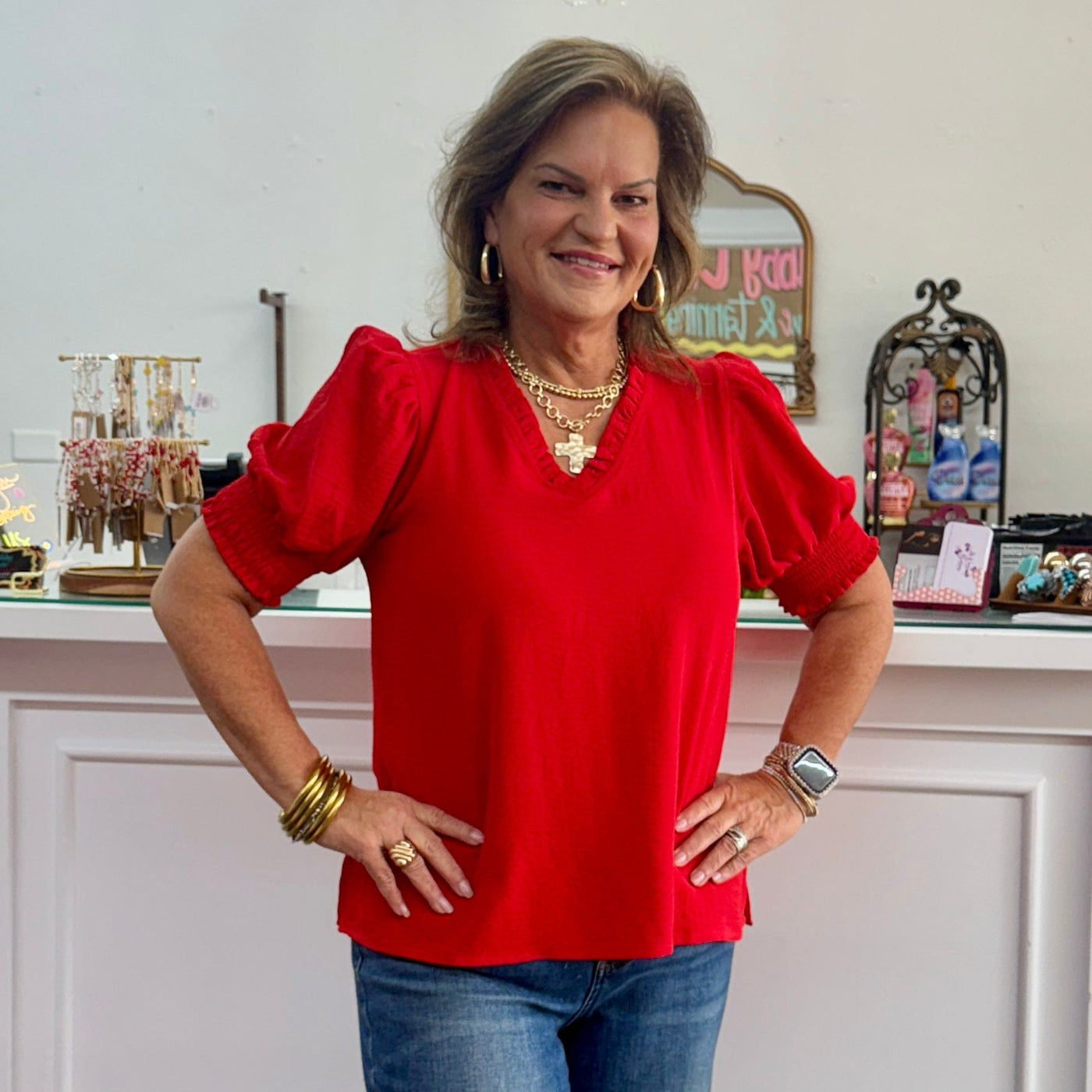 All Roads Lead to Fun Top - Red Shabby Chic Boutique and Tanning Salon