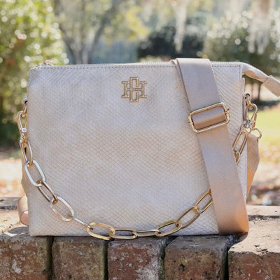 Ariana Crossbody Shimmer Champagne Shabby Chic Boutique and Tanning Salon