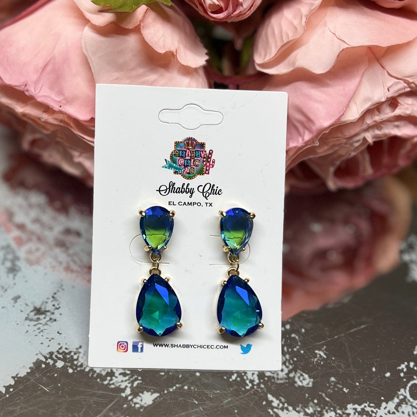 At The Ball Earrings Shabby Chic Boutique and Tanning Salon Blue