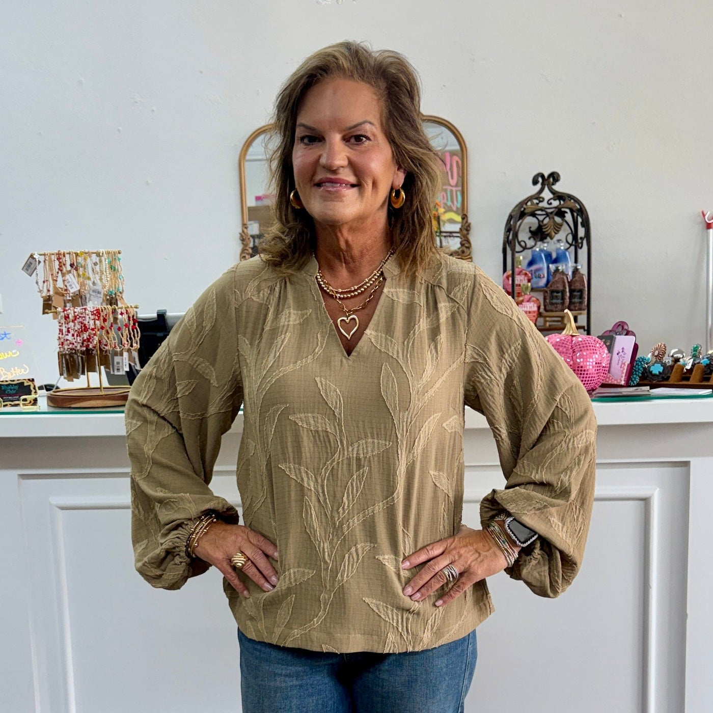 Autumn Breeze Top - Mushroom Shabby Chic Boutique and Tanning Salon