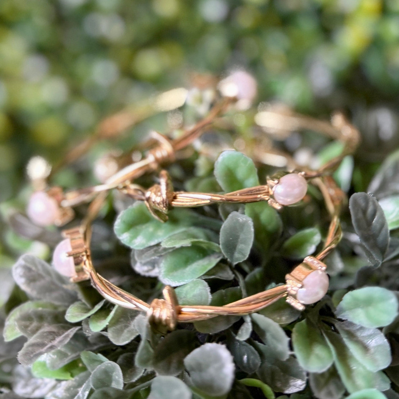 Barbwire and Pearl Goldtone Bangle Shabby Chic Boutique and Tanning Salon