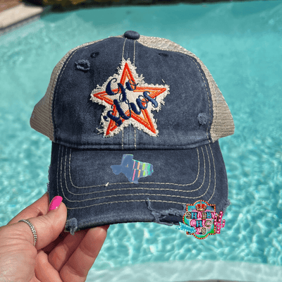 Baseball Team Cap with Star Shabby Chic Boutique and Tanning Salon