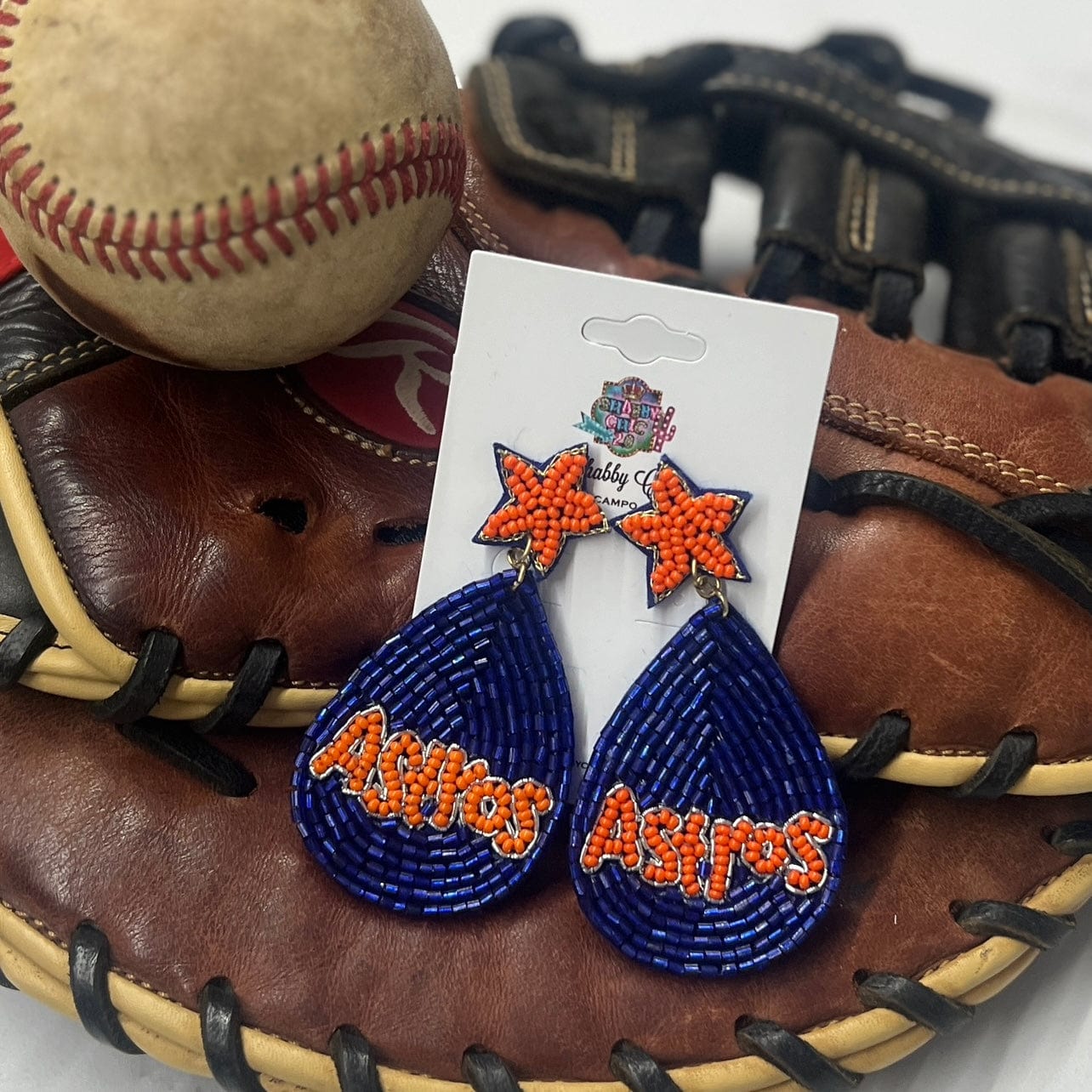 Baseball Team Earrings Shabby Chic Boutique and Tanning Salon Blue Beaded