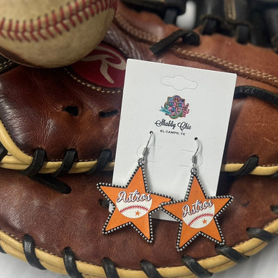 Baseball Team Earrings Shabby Chic Boutique and Tanning Salon Orange Star