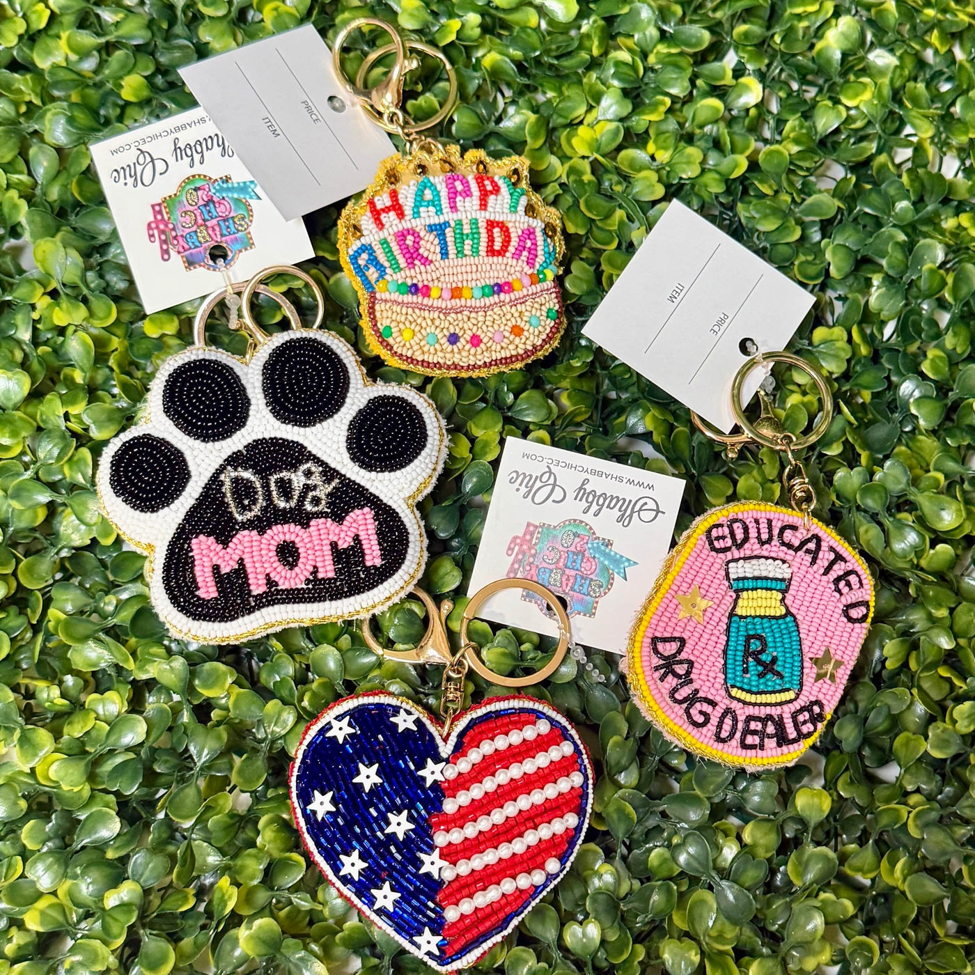 Beaded Charm Keyrings Shabby Chic Boutique and Tanning Salon