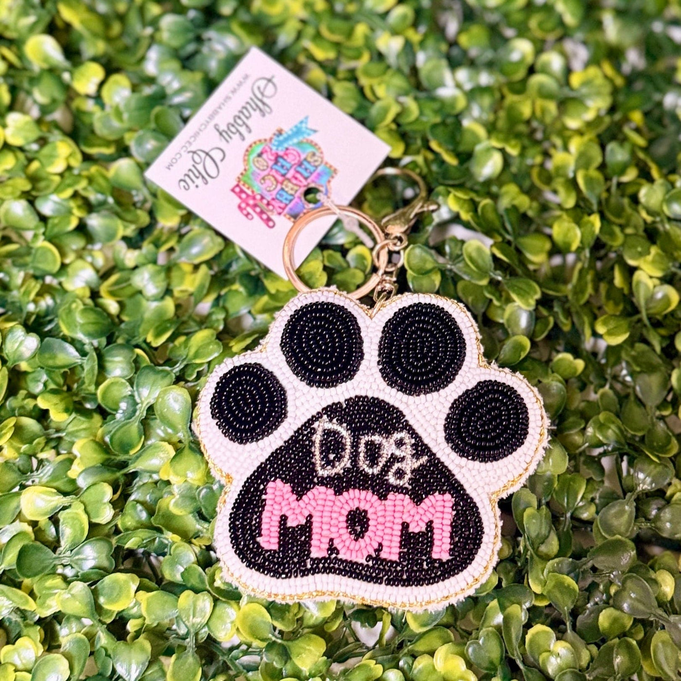 Beaded Charm Keyrings Shabby Chic Boutique and Tanning Salon Dog Mom