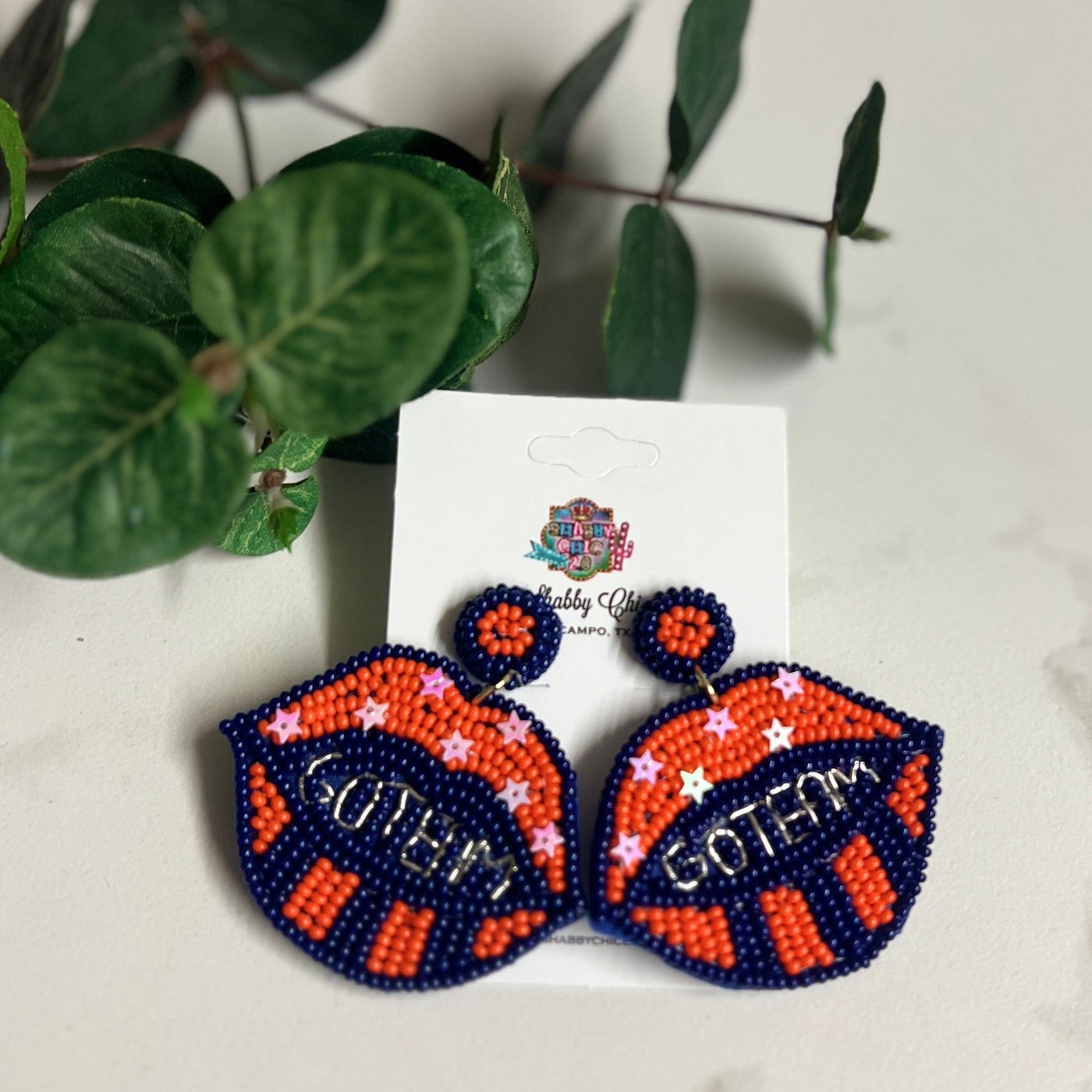 Beaded Go Team Earrings Shabby Chic Boutique and Tanning Salon