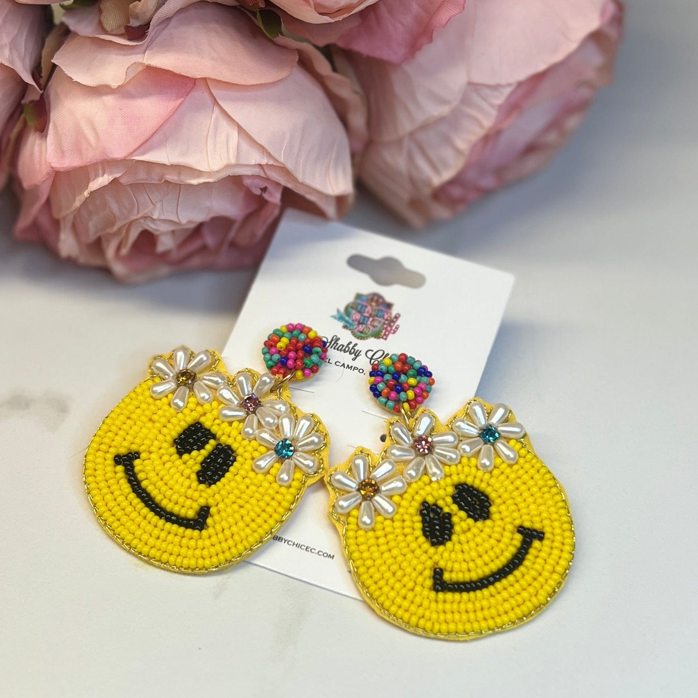 Beaded Happy Times Earrings Shabby Chic Boutique and Tanning Salon