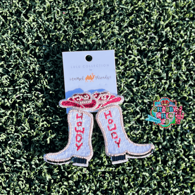 Beaded Howdy Boot Earrings Shabby Chic Boutique and Tanning Salon