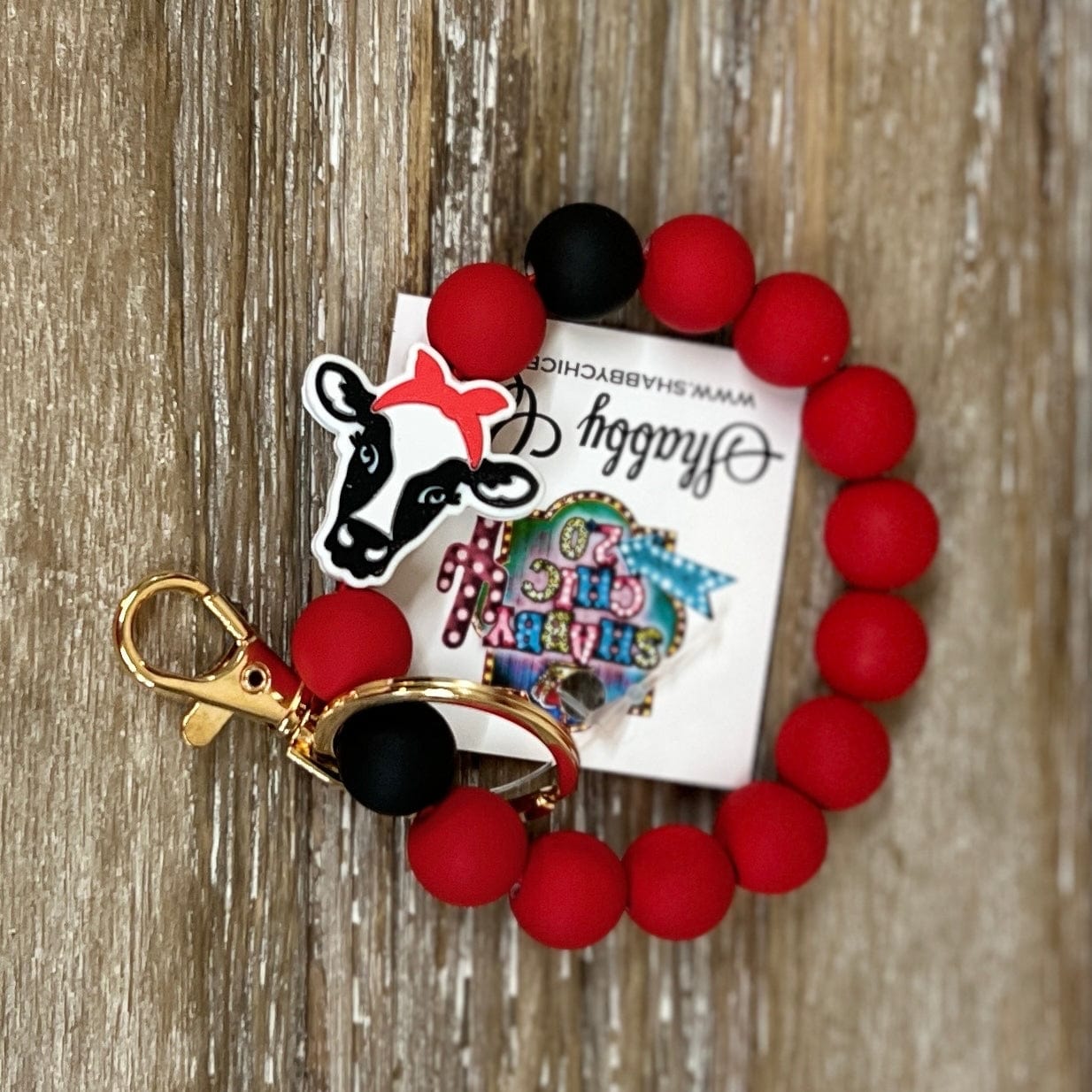 Beaded Keyrings Cow/Bandana Shabby Chic Boutique and Tanning Salon