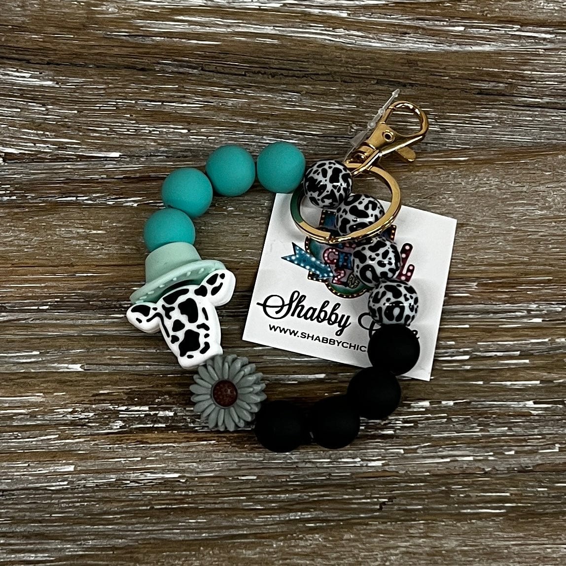 Beaded Keyrings - Cow/Cowprint Beads – Shabby Chic Boutique and Tanning ...