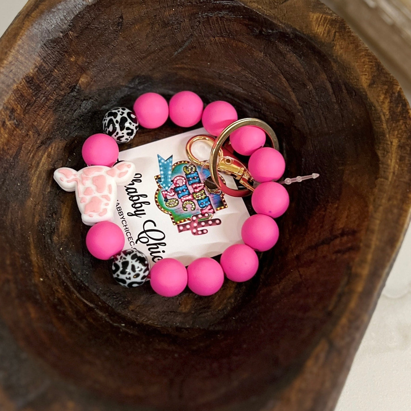 Beaded Keyrings - Cowprint Cow – Shabby Chic Boutique and Tanning Salon