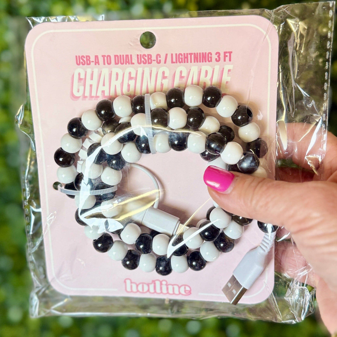 Beaded Phone Chargers Shabby Chic Boutique and Tanning Salon Black and White