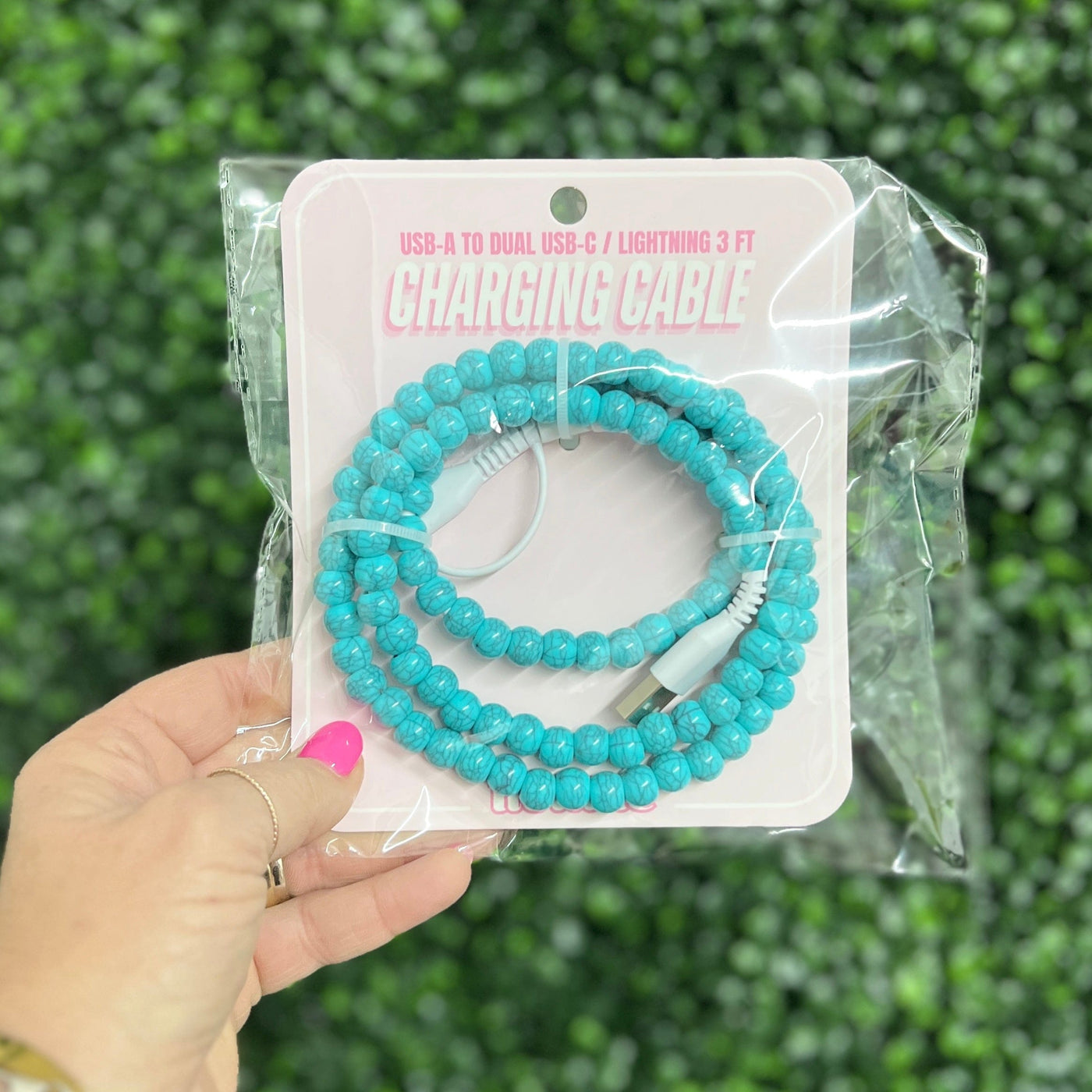 Beaded Phone Chargers Shabby Chic Boutique and Tanning Salon Dark Turquoise