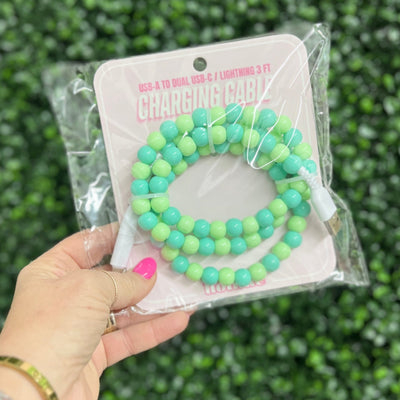 Beaded Phone Chargers Shabby Chic Boutique and Tanning Salon Mint Multi